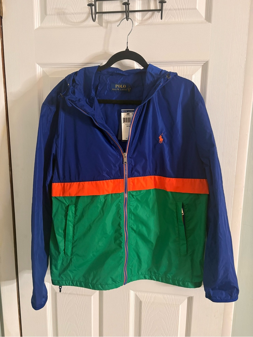 New POLO RALPH LAUREN MEN'S M FULL ZIP WATER REPELLENT COLORBLOCK WINDBREAKER